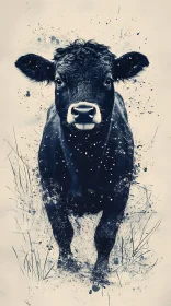 Abstract Cow Art in Monochrome