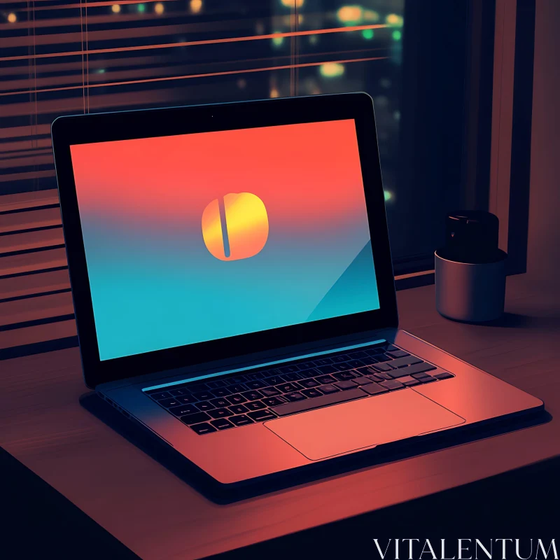 Modern Laptop with Gradient Screen AI Image