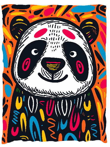 Vibrant Panda Graphic Tee POD Design