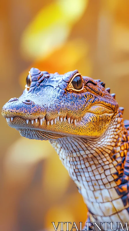 Crocodile Head in Detailed Focus AI Image