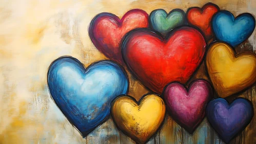 Abstract Heart Composition: A Palette of Emotions