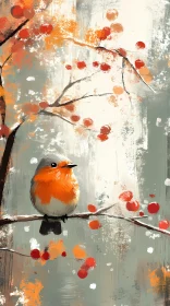 Colorful Autumn Bird Painting