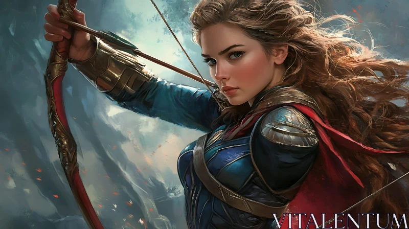 Female Archer Ready to Strike AI Image