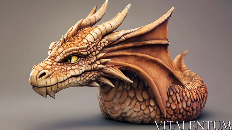 Detailed Dragon Head Sculpture Art AI Image