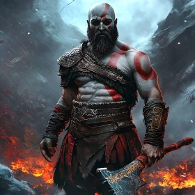 Powerful Warrior with Axe Digital Art