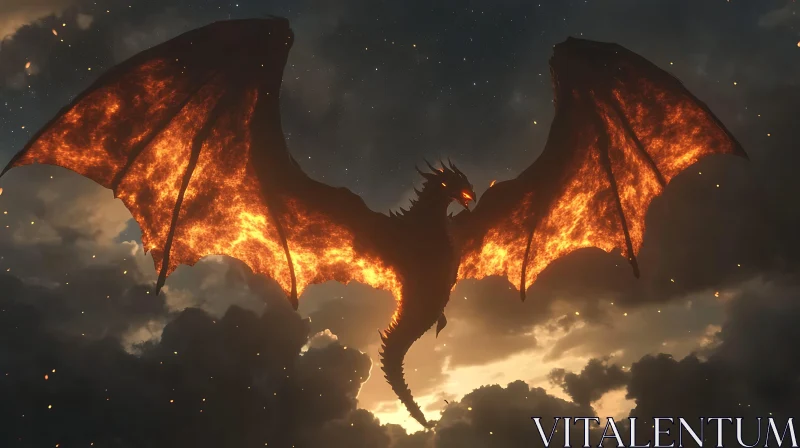 AI ART Dragon with wings ablaze