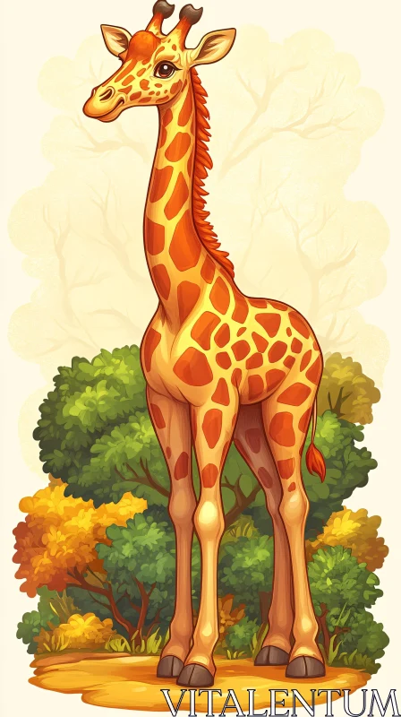 Giraffe Art in Nature AI Image