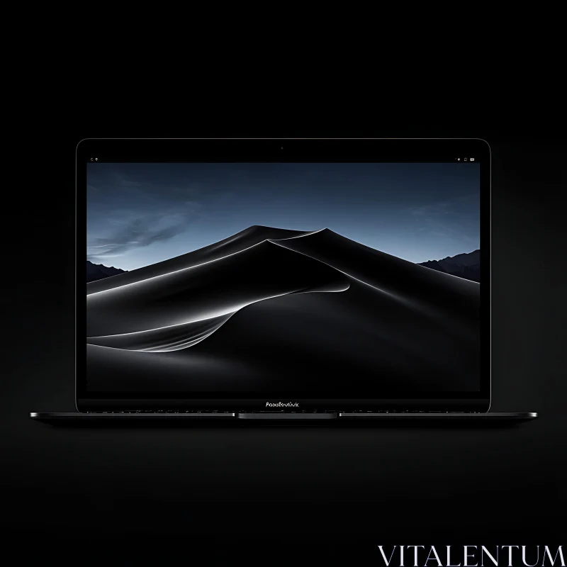 Sleek Laptop with Dark Sand Dunes Wallpaper AI Image