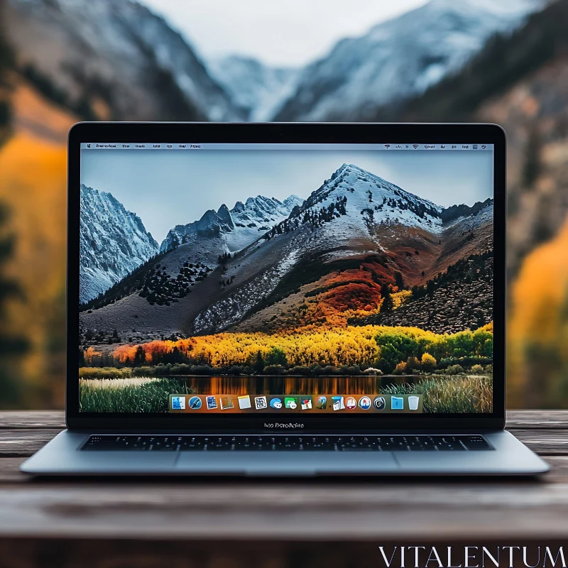 Technology Meets Nature with Laptop Background AI Image