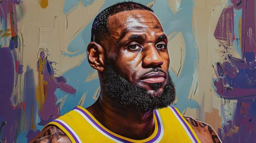 LeBron James Basketball Portrait in Abstract