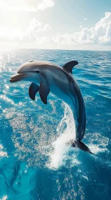 Dolphin Dancing Above Sea Waves