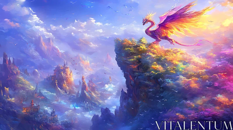 AI ART Dragon on Cliff Fantasy Art