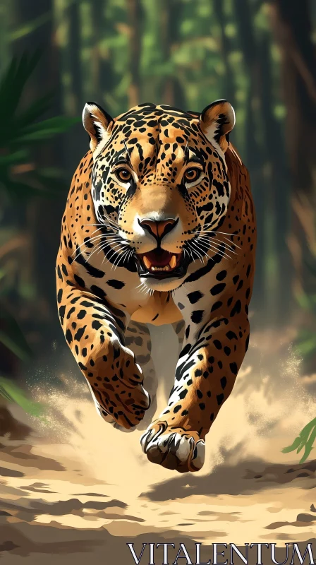 Jungle Jaguar Charging Forward AI Image