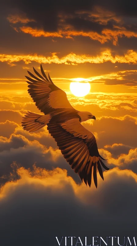 Eagle Soaring at Dusk AI Image