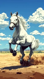 Majestic White Horse in the Wild