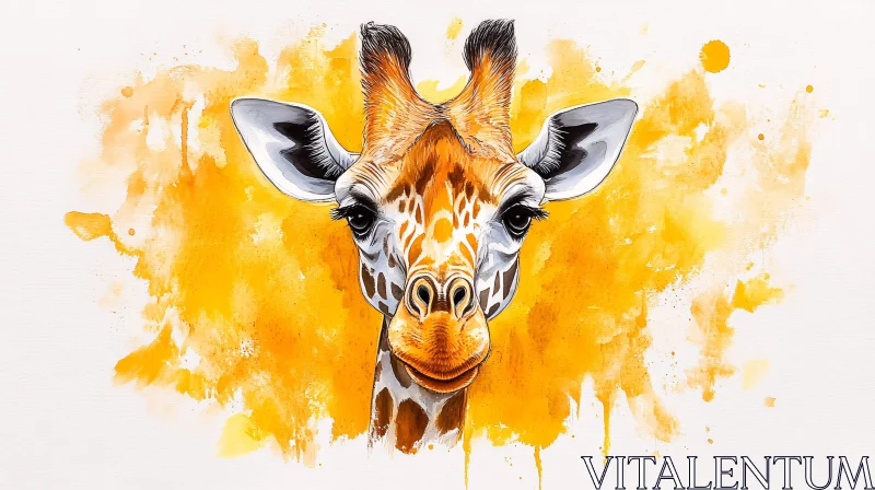 AI ART Vibrant Giraffe Painting