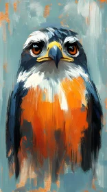 Hawk Painting with Orange and Blue