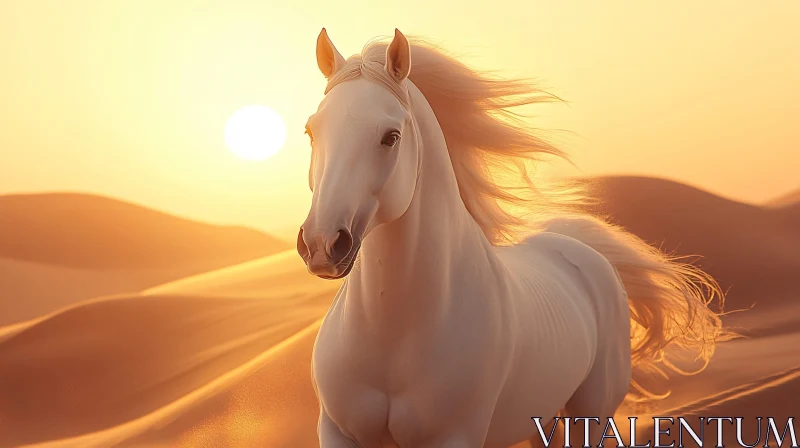 Graceful Equine Beauty in Golden Sands AI Image