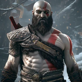 Battle-Ready Man in Snowy Wilderness