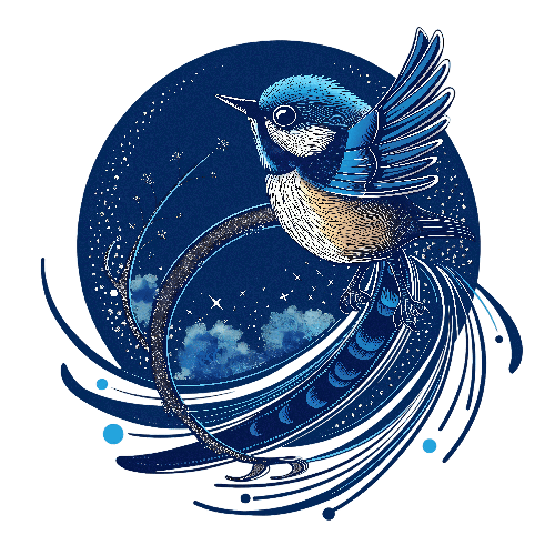 POD Design Blue Bird Vector Illustration with Winter Theme