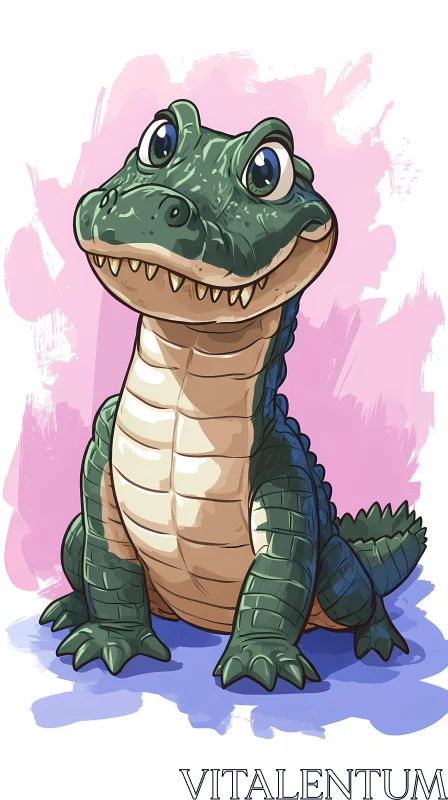 Charming Crocodile Cartoon Art AI Image