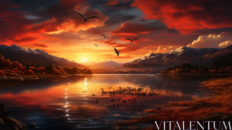Captivating Lake with Birds in Hyper-Detailed Style | Swiss Realism AI Image