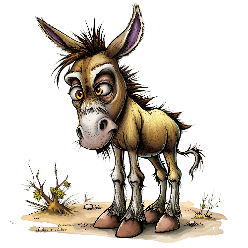 Cartoon Donkey with Curious Gaze and Natural Backdrop POD Design