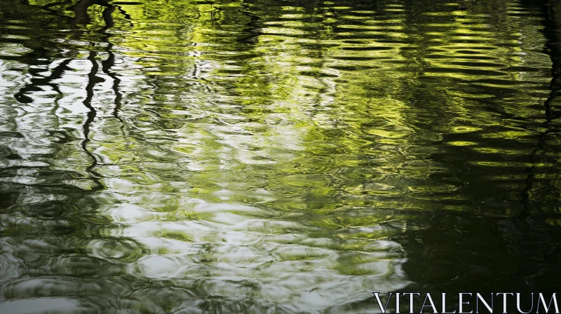 AI ART Green Foliage Reflections on Calm Water