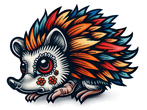 Colorful Cartoon Hedgehog Illustration for Merchandise POD Design