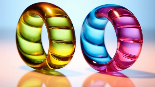 Colorful Glass Rings in Abstract Style