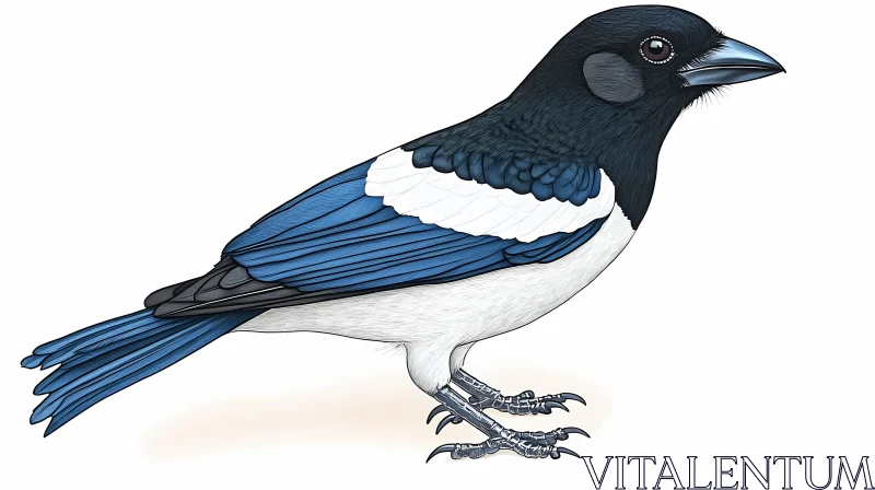 Detailed Bird Art with Blue Plumage AI Image