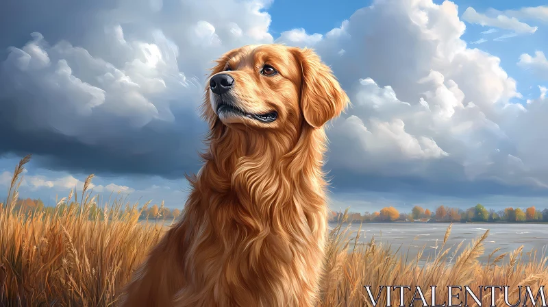 Golden Retriever Landscape AI Image