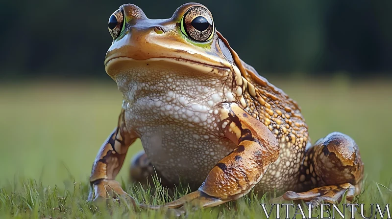 Frog Resting on Grass AI Image