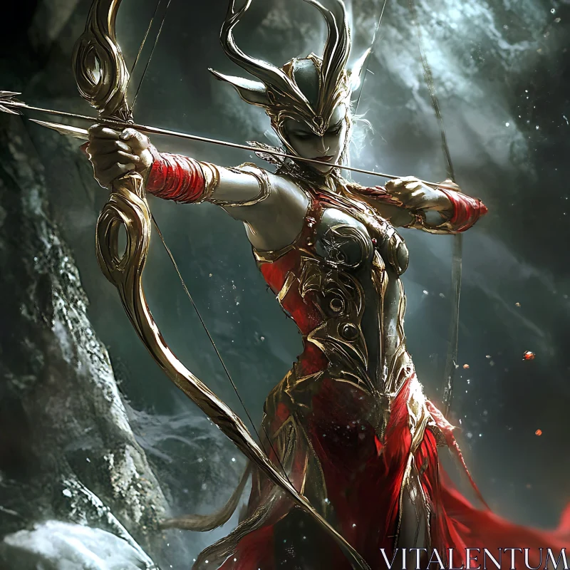 AI ART Female Warrior with Bow and Arrow