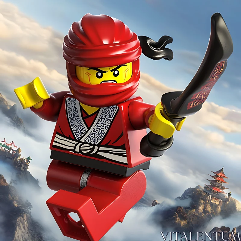 Red Lego Ninja with Sword AI Image