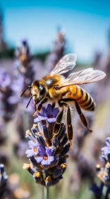 Honey Bee on Lavender Flowers - A Vision of Nature's Authenticity
