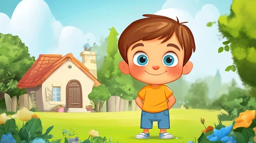 Smiling Boy Cartoon Character