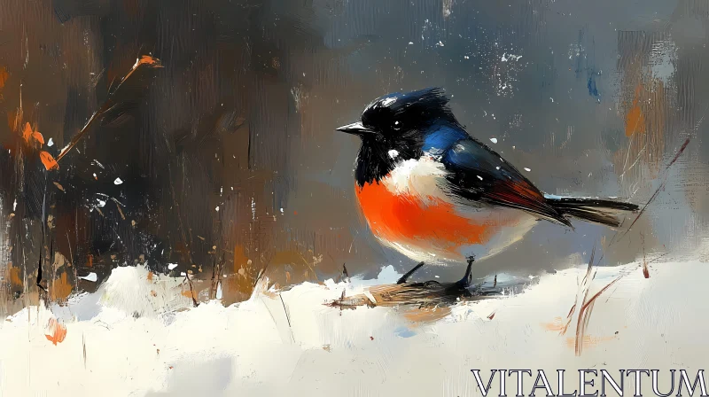 Bird in Winter Art AI Image