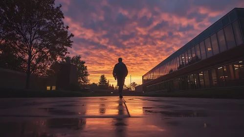 Sunset Silhouette: Walking into the Light