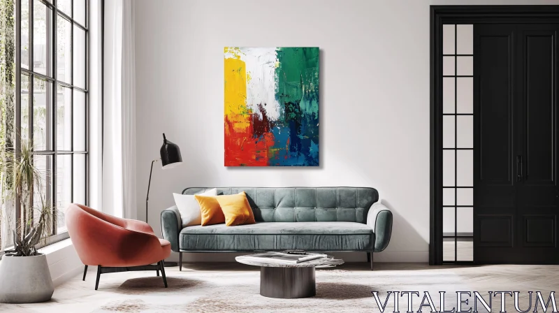 AI ART Colorful Abstract Art Above Couch