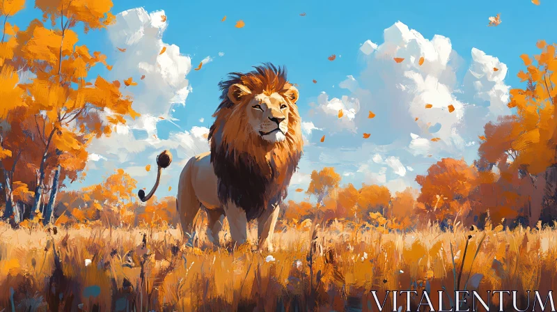 AI ART Lion Amidst Autumn Colors