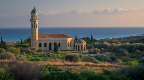 Seaside Architecture with Tower and Dome