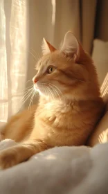 Serene Ginger Cat in Sunlight