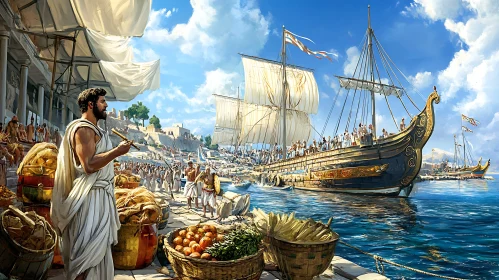 Bustling Harbor of Ancient Greece