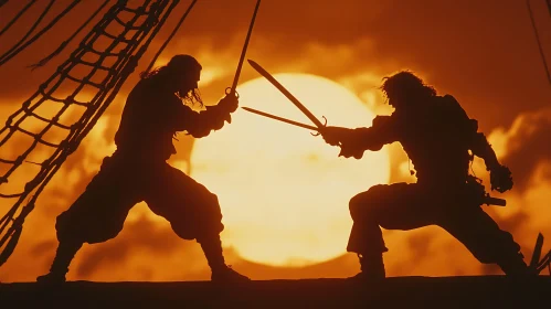 Sunset Sword Fight on the High Seas