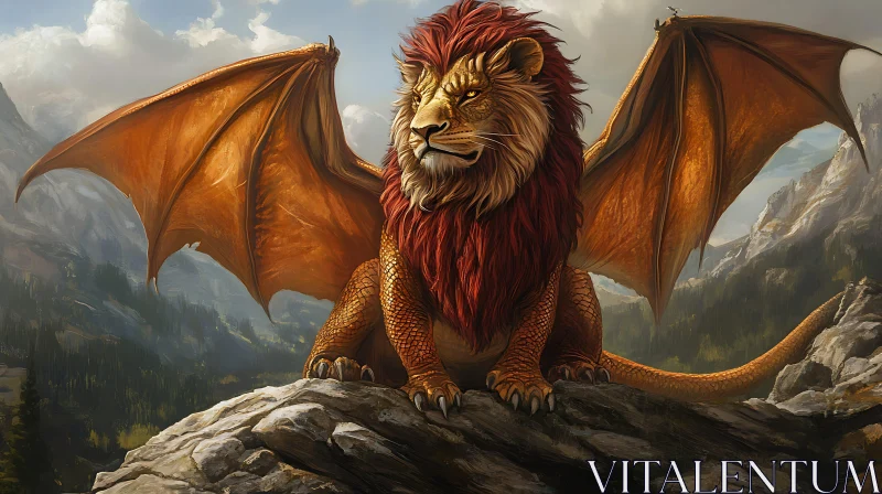 AI ART Lion with Dragon Wings