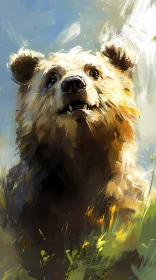 Gentle Bear in an Artistic Landscape