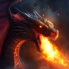 Fantasy Art of a Fire-Breathing Dragon