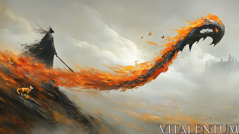 AI ART Wizard in Fiery Apocalypse Painting