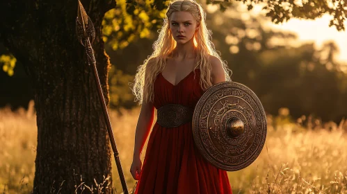 Strong Woman Warrior in Field